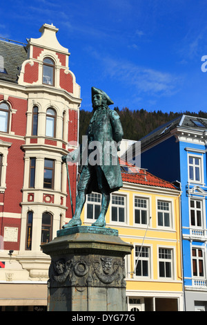 Ludvig Holberg-Denkmal in Bergen, Norwegen Stockfoto