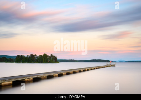 Steg auf den See, Orsa, Dalarna, Schweden Stockfoto