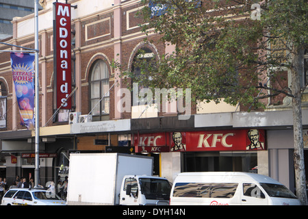 Fastfood-Restaurants auf der George Street, sydney Stockfoto