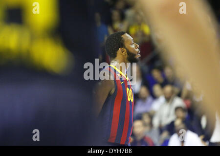 Barcelona, Spanien. 17. April 2014. BARCELONA Spanien-17 Apr. Jakob Pullen in der zweiten Partie des Viertelfinale der Euroleague Basketball-Spiel zwischen FC Barcelona und Galatasaray, spielte im Palau Blaugrana, die 17. April 2014 Foto: Joan Valls/Urbanandsport/Nurphoto Credit: Joan Valls/NurPhoto/ZUMAPRESS.com/Alamy Live News Stockfoto