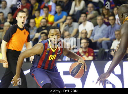 Barcelona, Spanien. 17. April 2014. BARCELONA Spanien-17 Apr. Jacob Pullen in der zweiten Partie des Viertelfinale der Euroleague Basketball-Spiel zwischen FC Barcelona und Galatasaray, spielte im Palau Blaugrana, die 17. April 2014 Foto: Joan Valls/Urbanandsport/Nurphoto Credit: Joan Valls/NurPhoto/ZUMAPRESS.com/Alamy Live News Stockfoto