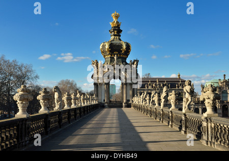 Dresden, Zwinger, Zwingergalerie, Kronentor, Stockfoto