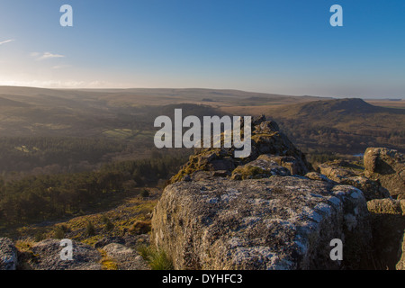 Schale Top und Sheepstor aus Leder Tor Dartmoor National Park UK Stockfoto