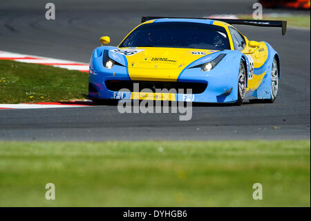 Northampton, UK. 18. April 2014. #96 Team Ukraine Ferrari 458 Italia GT3 in Aktion während der ersten freien Training in Runde 1 von 2014 FIA European Le Mans Series von Silverstone Circuit. Bildnachweis: Aktion Plus Sport/Alamy Live-Nachrichten Stockfoto