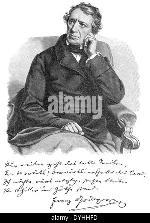 Franz Grillparzer, 1791-1872, ein österreichischer Schriftsteller, österreichischer Nationaldichter, Stockfoto