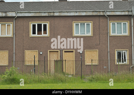 Wohnsiedlung in Gowanhill Gärten, Raploch in der Nähe von Tropf-Straße vor dem Abriss. Stockfoto