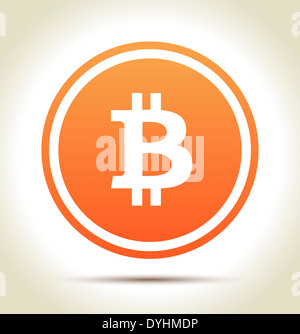 Bitcoin Geld Schild mit Schatten auf hellem Hintergrund Stockfoto