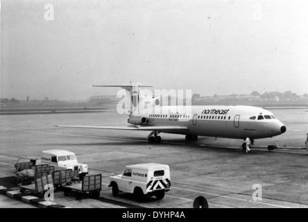 Die Hawker Siddeley Trident-1E, registriert G-AVYC (cn 2137), war ein britisches Jet-Flugzeug, das von Northeast Airlines in den frühen 1970er Jahren eingesetzt wurde Sie spielte in dieser Zeit eine wichtige Rolle im regionalen Luftverkehr. Stockfoto