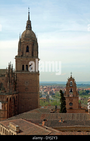 Ein Aufstieg auf La Clerecía Turm bekannt als Escalera al Cielo oder die Treppe zum Himmel bietet dieser Blick auf Kathedrale von Salamanca. Stockfoto