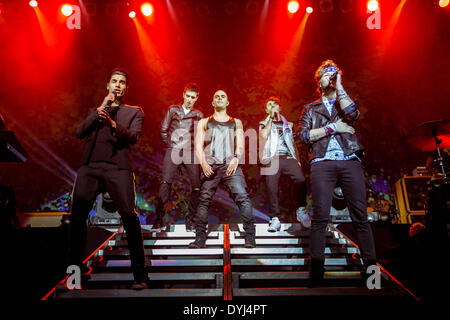 Detroit, Michigan, USA. 18. April 2014. DIE Ausführung auf ihre Mundpropaganda Welttournee The Fillmore in Detroit, MI am 18. April 2014 WANTED Credit: Marc Nader/ZUMA Wire/ZUMAPRESS.com/Alamy Live News Stockfoto