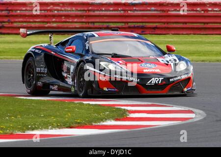 Silverstone im Vereinigten Königreich. 19. April 2014. Art Grand Prix McLaren GT3 MP4 12c angetrieben von Ricardo Gonzalez, Karim Ajlani und Alex Brundle während der ersten Runde der europäischen Le Mans Serie von Silverstone. Bildnachweis: Aktion Plus Sport/Alamy Live-Nachrichten Stockfoto