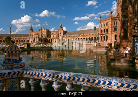 Plaza de Espana, Sevilla, Region von Andalusien, Spanien, Europa Stockfoto