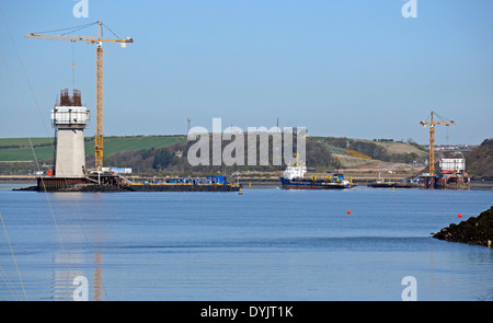 Fortschritte beim Aufbau der Queensferry Crossing über den Firth of Forth zwischen Lothian und Fife in Schottland Stockfoto