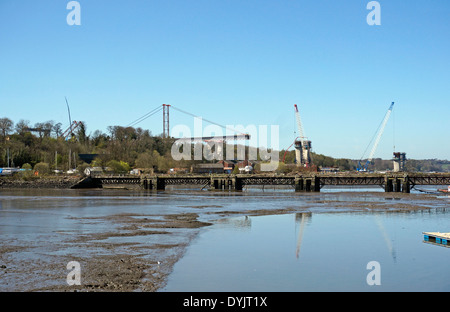 Fortschritte beim Aufbau der Queensferry Crossing über den Firth of Forth zwischen Lothian und Fife in Schottland Stockfoto