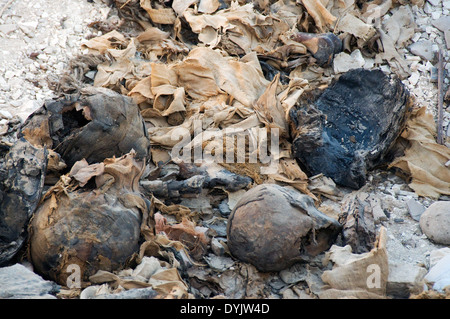 Luxor West Bank, bleibt der Mumien aus einem Grab. Stockfoto