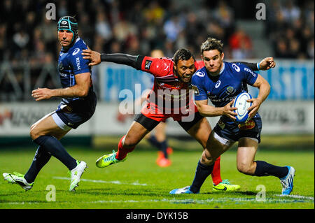 Castres, Frankreich. 18. April 2014. Top14 Herren Rugby Union. Castres gegen Montpellier. Max Evans (co) © Aktion Plus Sport/Alamy Live-Nachrichten Stockfoto