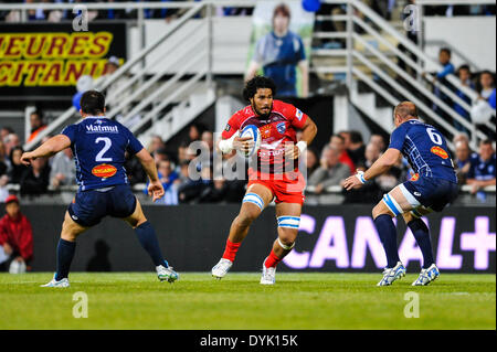 Castres, Frankreich. 18. April 2014. Top14 Herren Rugby Union. Castres gegen Montpellier. Alex TULOU (Mhr) © Action Plus Sport/Alamy Live News Stockfoto