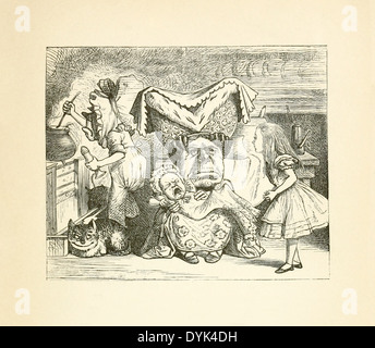 John Tenniel (1820-1914) Illustration aus Carrolls "Alice im Wunderland" veröffentlichte im Jahre 1865. Die Herzogin, Krankenpflege. Stockfoto