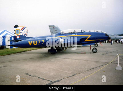 Die Canadair CT-133 Silver Star, eine Variante des Lockheed T-33, wurde von der kanadischen Armee betrieben. Das Flugzeug wird hier in Abbotsford, British Columbia, gesehen. Stockfoto