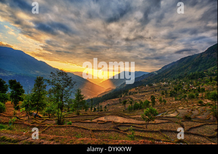 Blick vom Kalinchok Photeng auf das Kathmandu-Tal, Nepal Stockfoto