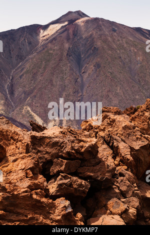 Vulkangestein und den Teide in Teneriffa, Kanarische Inseln, Spanien Stockfoto