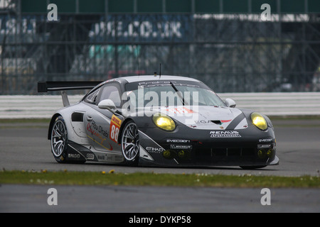 Proton Wettbewerb Porsche 911 RSR, WEC FIA Langstrecken-Weltmeisterschaft 2014 - Silverstone im Vereinigten Königreich Stockfoto