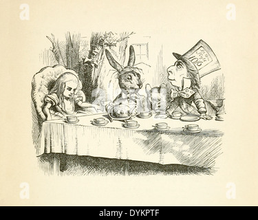 John Tenniel (1820-1914) Illustration aus Carrolls "Alice im Wunderland" veröffentlichte im Jahre 1865. Mad Hatter es Tea-party Stockfoto