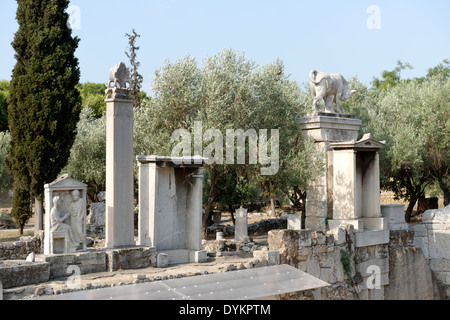 Abschnitt der Straße Gräber im Kerameikos-Friedhof, der größte Friedhof in Athen in der Antike war die Stockfoto