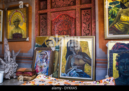 Gemälde von lokalen Künstlern zum Verkauf in Ubud, Bali, Indonesien Stockfoto