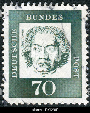 Deutschland - ca. 1961: Briefmarke gedruckt in Deutschland, zeigt Porträt von Ludwig van Beethoven, ca. 1961 Stockfoto