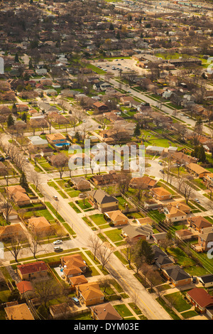 Luftaufnahme, Vorort von Chicago, Illinois Stockfoto
