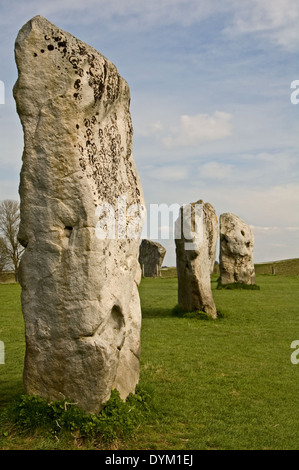 Stehende Steinen, die Bestandteil der Jungsteinzeit Stein Kreis Website in Avebury. Stockfoto