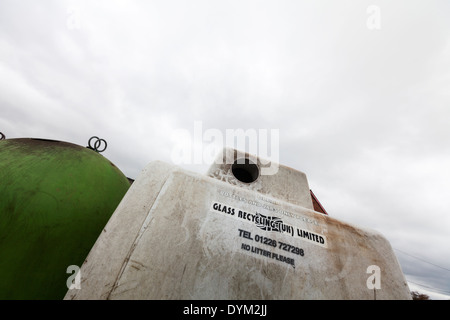 Glasrecycling Sammelbehälter Yorkshire Dales National Park, UK England GB Stockfoto