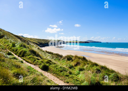 Pembrokeshire Coast Path neben Whitesands Beach in der Nähe von St Davids, Pembrokeshire, Wales, UK Stockfoto