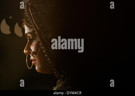 Neu-Delhi, Indien. 22. April 2014. Die Braut nimmt Teil an ihrer traditionellen Hochzeit in Neu-Delhi, Indien, 22. April 2014. © Zheng Huansong/Xinhua/Alamy Live-Nachrichten Stockfoto