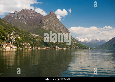 Italienische Ostteil des Sees Lago di Lugano, Lago di Lugano, Provinz Como, Lombardei, Italien Stockfoto