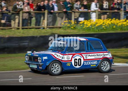 1979 Mini 1275 GT mit Fahrer Nick Swift während Gerry Marshall Trophy Rennen, Goodwood, Sussex, UK. Stockfoto