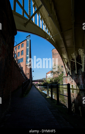 Manchester Castlefield Bassin Bereich Eastgate Gebäude entlang des Rochdale Kanals Stockfoto