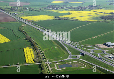 Luftbild von der A46 zweispurigen Hauptstraße in Leicestershire, Großbritannien Stockfoto