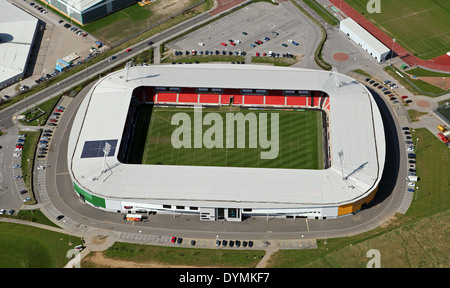 Luftaufnahme des Doncaster Rovers Fußballplatz - das Eco-Power Stadium Stockfoto