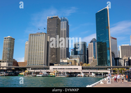 Sydney Australien, Circular Quay, Sydney Harbour, Hafen, Wolkenkratzer, Skyline der Stadt, Fähre, Fähren, Terminal, AU140308094 Stockfoto