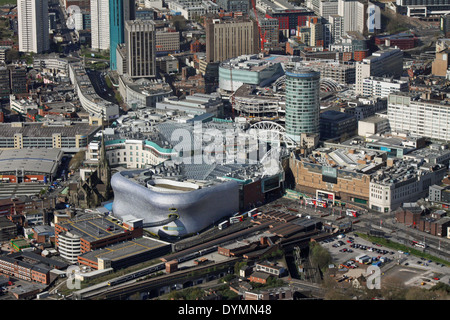 Luftbild von der Stierkampfarena Einkaufszentrum & Selfridge im Stadtzentrum von Birmingham Stockfoto