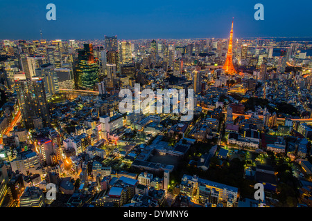 Nacht Stadt Skyline, Roppongi Hills, Tokyo, Japan Stockfoto
