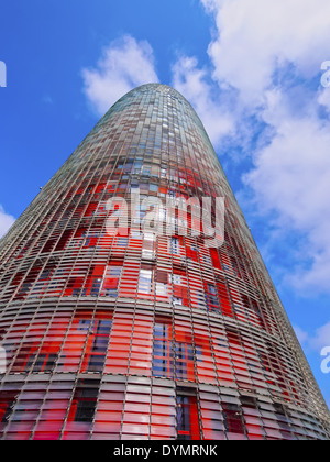 Torre Agbar entworfen von Stararchitekt Jean Nouvel in Barcelona, Katalonien, Spanien Stockfoto