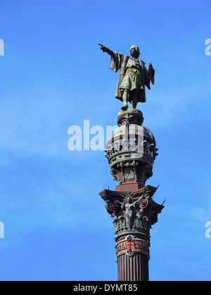 Denkmal von Christopher Columbus im Hafen von Barcelona, Katalonien, Spanien Stockfoto