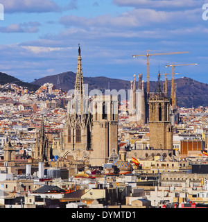 Blick vom Mirador de Colon - Christopher Columbus Spalte in Barcelona, Katalonien, Spanien Stockfoto