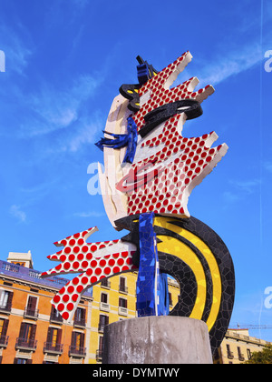 El Cap de Barcelona - eine surrealistische Skulptur geschaffen durch die amerikanische Pop-Art-Künstler Roy Lichtenstein für die 1992 Olympischen Sommerspielen in Stockfoto