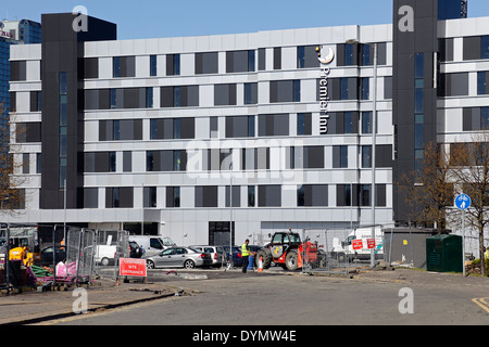 Eine Baustelle des Premier Inn, Pacific Drive, Pacific Quay, Glasgow, Schottland, Großbritannien Stockfoto