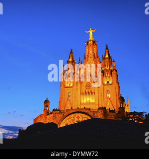 Tempel des Heiligsten Herzens Jesu am Berg Tibidabo in Barcelona, Katalonien, Spanien Stockfoto