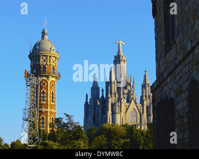 Tempel des Heiligsten Herzens Jesu am Berg Tibidabo in Barcelona, Katalonien, Spanien Stockfoto